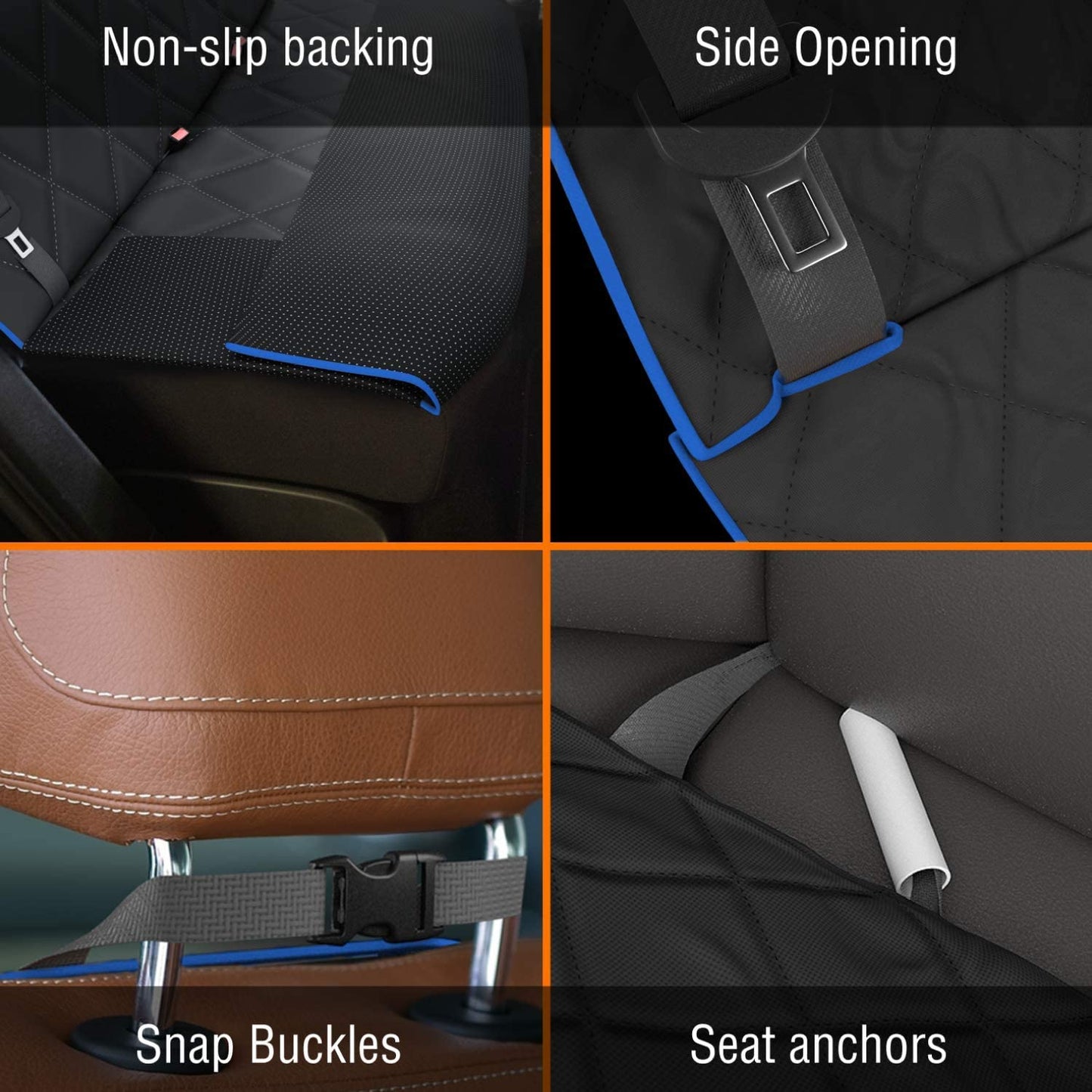 Dog Car Seat Cover for Back Seat, Waterproof Vehicle Protector, Durable Scratch Proof Nonslip Pet Protection, Machine Washable, XL, Blue