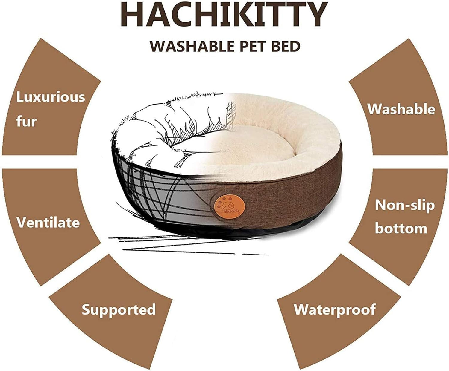 Washable Donut Cat Bed - Round, Machine Washable, Medium & Small Sizes
